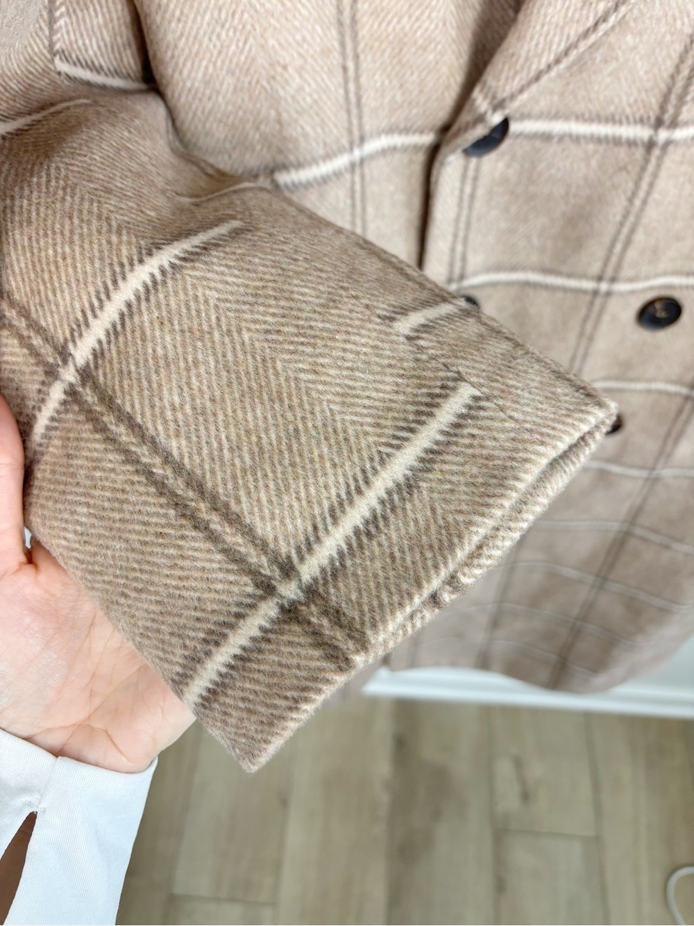 VICI Autumn Root Plaid Longline Trench Coat in Sand Size S - Picture 4 of 11